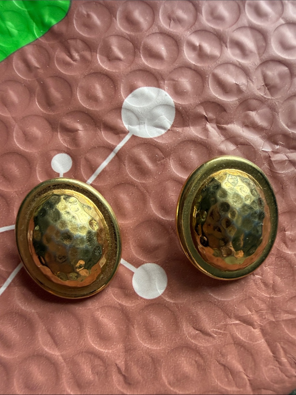 Monet 90’s Hammered Gold Oval Earrings